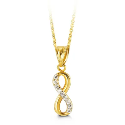 10kt Gold CZ Infinity Pendant with Chain