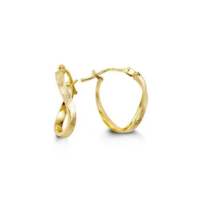 10kt Gold Twist Hoop Earrings With Brushed Finish