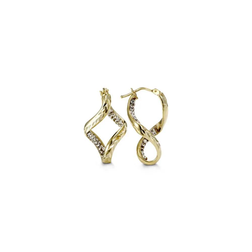 10k Gold Twist Hoops with Austrian Crystals