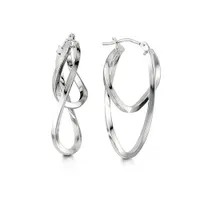 10kt White Gold Twisted Double Hoop Earrings