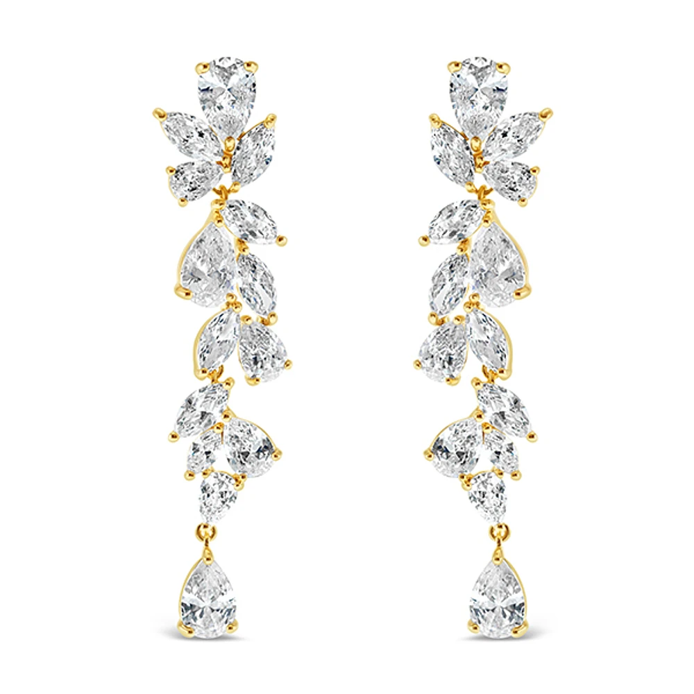 Gold Cubic Zirconia Drop Earrings 142877