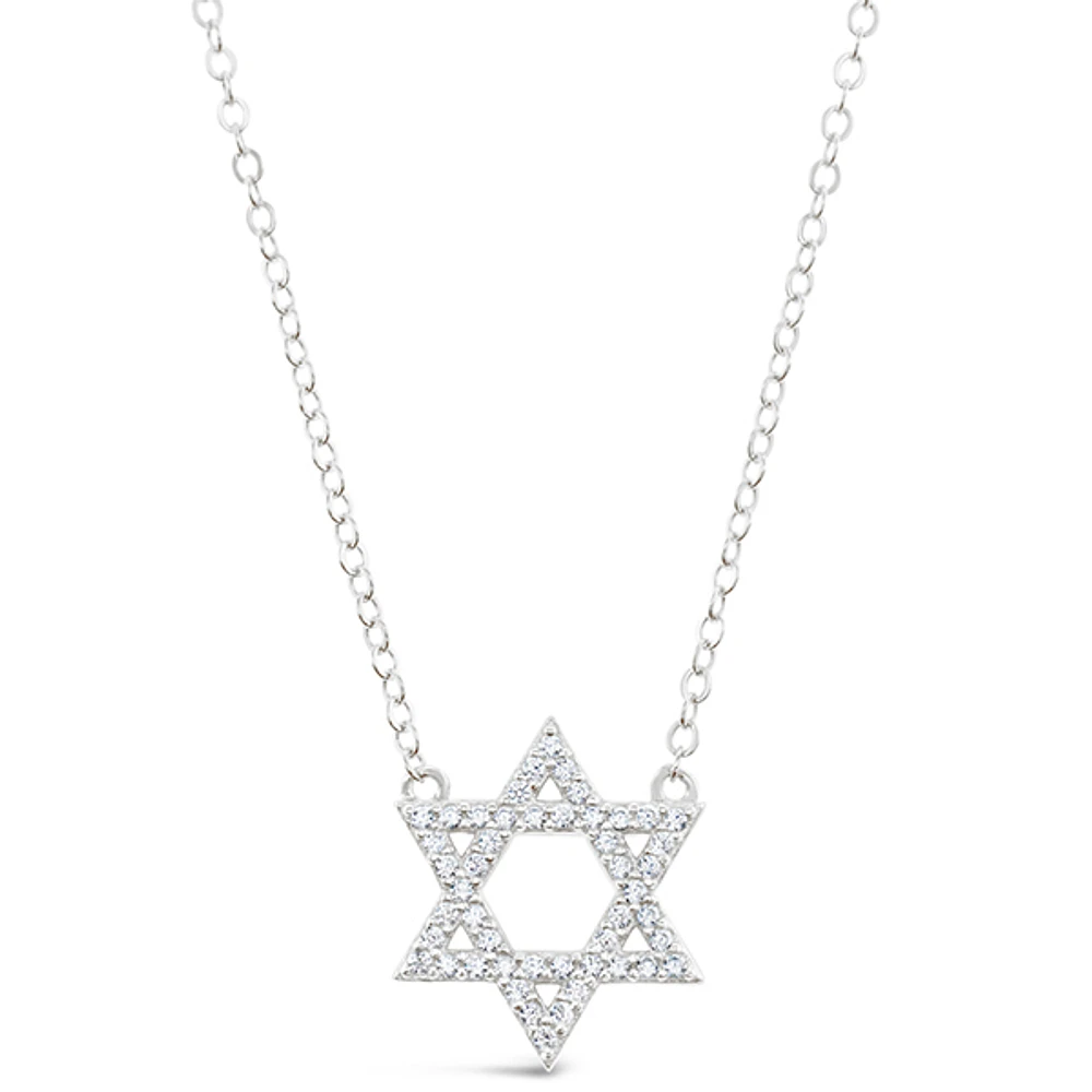 Sterling Silver Cubic Zirconia Star of David Necklace 151233