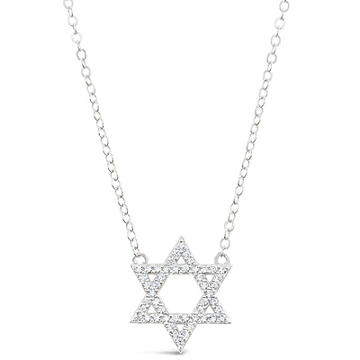 Sterling Silver Cubic Zirconia Star of David Necklace 151233