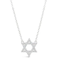 Sterling Silver Cubic Zirconia Star of David Necklace 151233