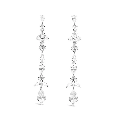 Bridal Silver Cubic Zirconia Drop Earrings