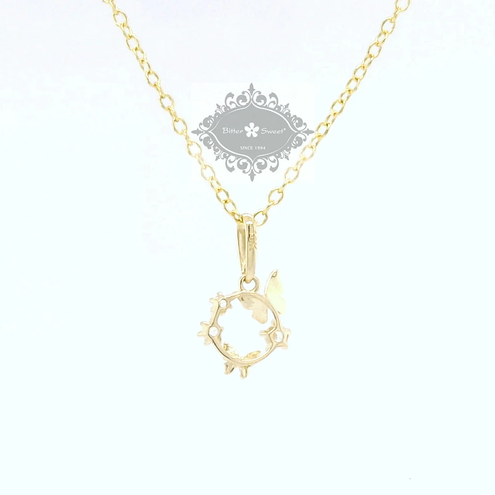 10k Yellow Gold Cubic Zirconia Butterfly Pendant 153732