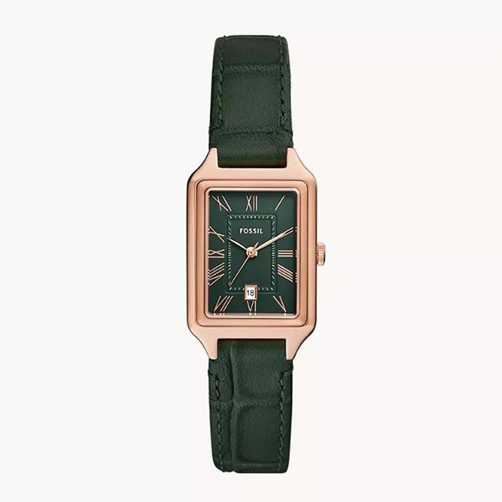 Fossil Raquel Three-Hand Date Green Croco LiteHide Leather Watch 152905