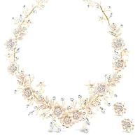 Bridal Gold Flower Necklace & Earrings Set 146365