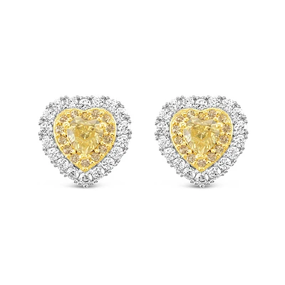 Sterling Silver Yellow Heart Cubic Zirconia Earrings 153483