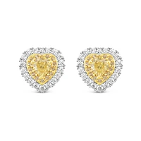 Sterling Silver Yellow Heart Cubic Zirconia Earrings 153483