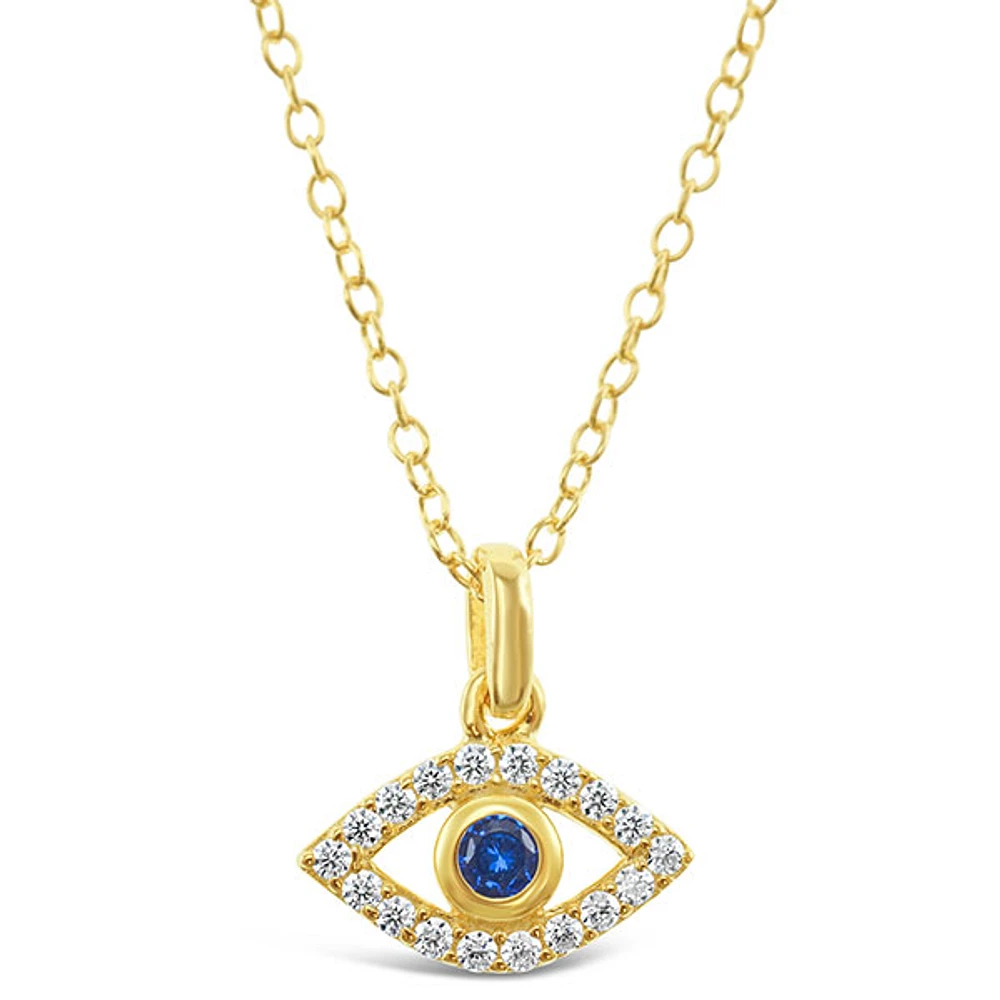 Gold Plate Sterling Silver Cubic Zirconia Evil Eye Necklace 143505