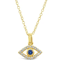 Gold Plate Sterling Silver Cubic Zirconia Evil Eye Necklace 143505