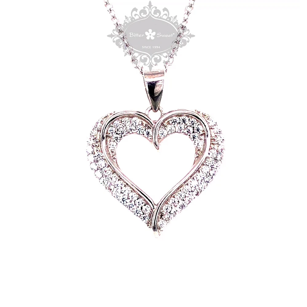 Sterling Silver Cubic Zirconia Heart Necklace 133258