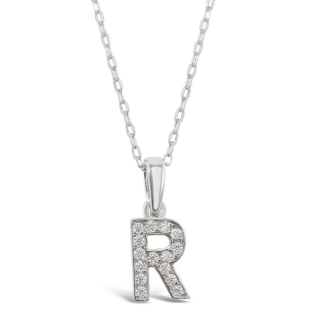 Sterling Silver Cubic Zirconia Initial R Necklace 135933