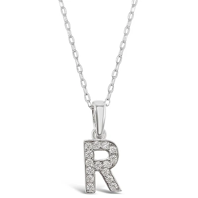 Sterling Silver Cubic Zirconia Initial R Necklace 135933