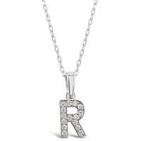 Sterling Silver Cubic Zirconia Initial R Necklace 135933