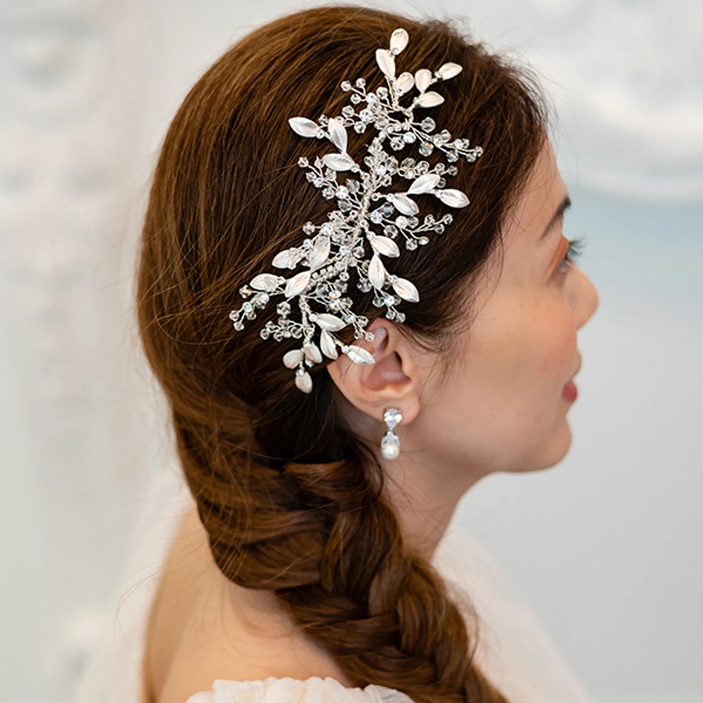 Bridal Silver Leaf Hair Comb 142067