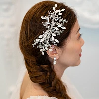 Bridal Silver Leaf Hair Comb 142067