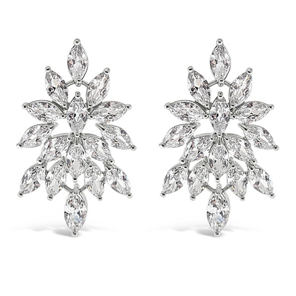 Bridal Silver Cubic Zirconia Drop Earrings 143589