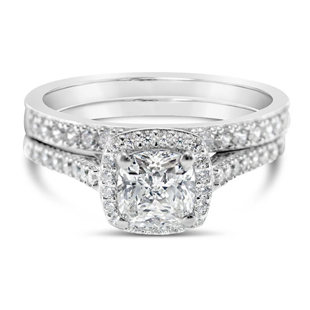 Sterling Silver Cubic Zirconia Square Set Ring 145717