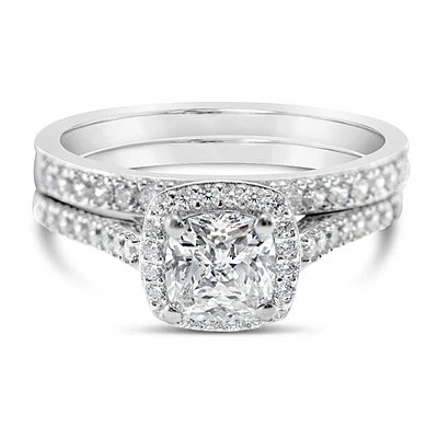 Sterling Silver Cubic Zirconia Square Set Ring 145717