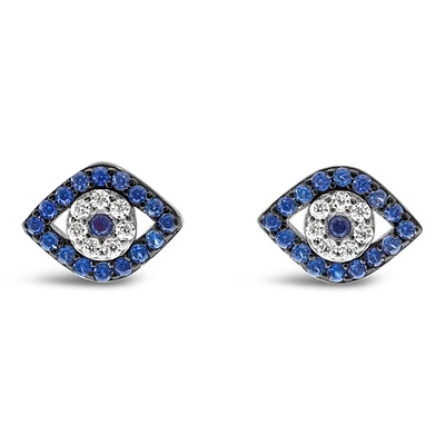 Sterling Silver Cubic Zirconia Evil Eyes Earrings 139419