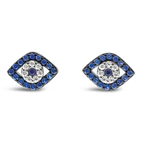 Sterling Silver Cubic Zirconia Evil Eyes Earrings 139419