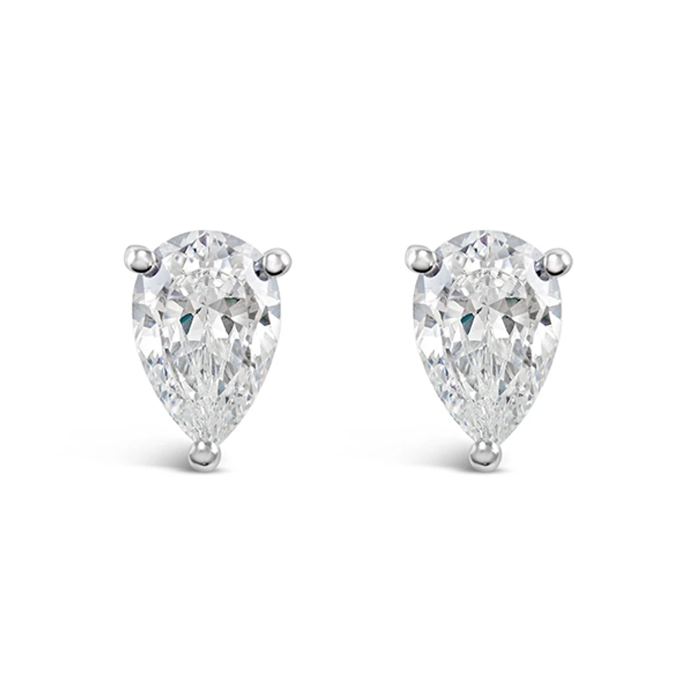 Sterling Silver Teardrop Cubic Zirconia 6x9mm Stud Earrings 147697