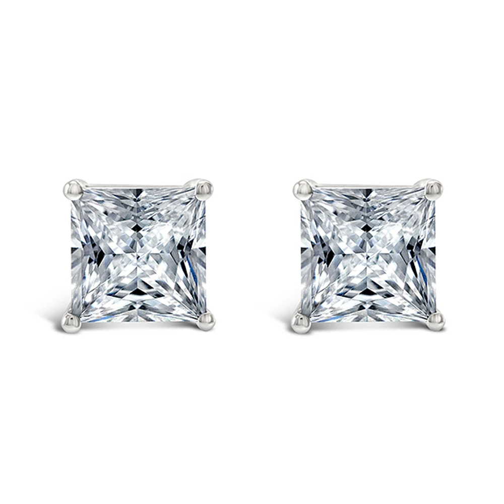Sterling Silver Cubic Zirconia Princess Cut 7mm Studs 118049