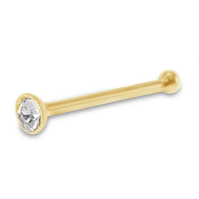 Gold Plated Sterling Silver Crystal  1.5mm Ball End Nose Stud 142907