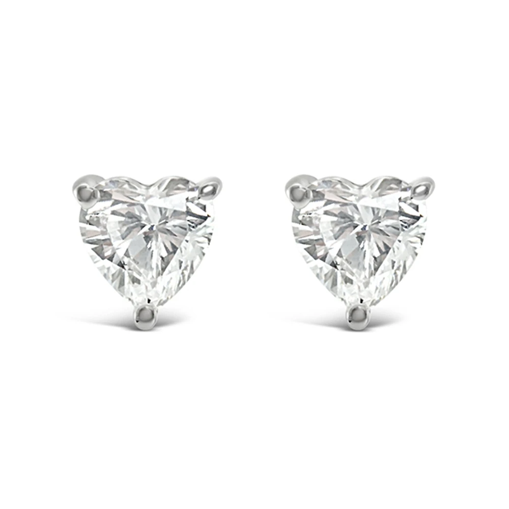 Sterling Silver Cubic Zirconia Heart Studs 119001