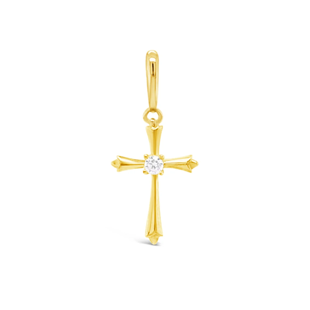10k Yellow Gold Cubic Zirconia Cross Pendant