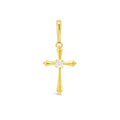 10k Yellow Gold Cubic Zirconia Cross Pendant