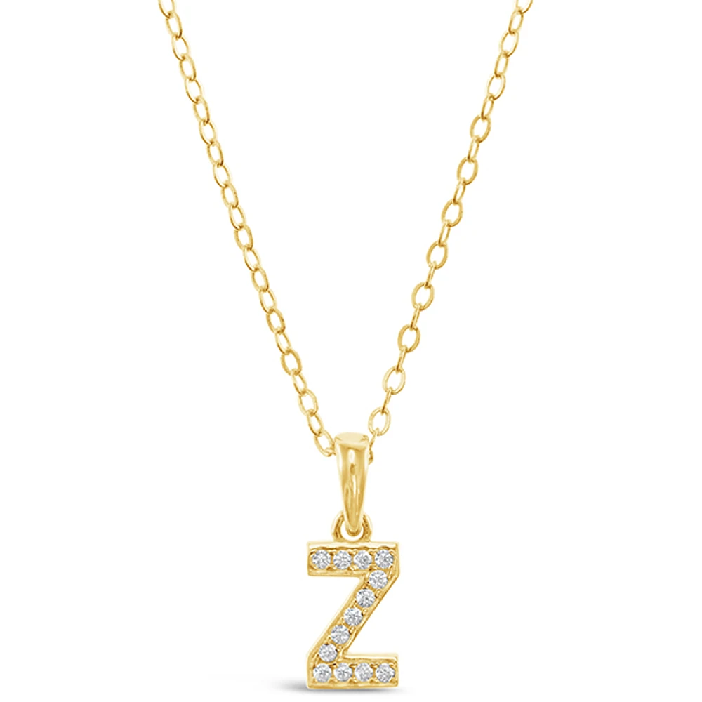 Gold Plated Sterling Silver Cubic Zirconia Initial Z Necklace 147952
