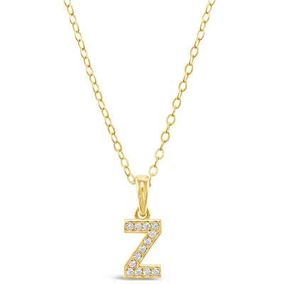 Gold Plated Sterling Silver Cubic Zirconia Initial Z Necklace 147952