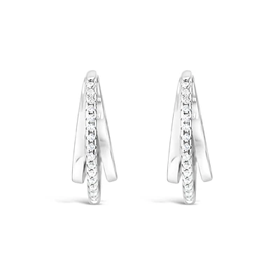 Sterling Silver Cubic Zirconia Huggie Earrings 153087