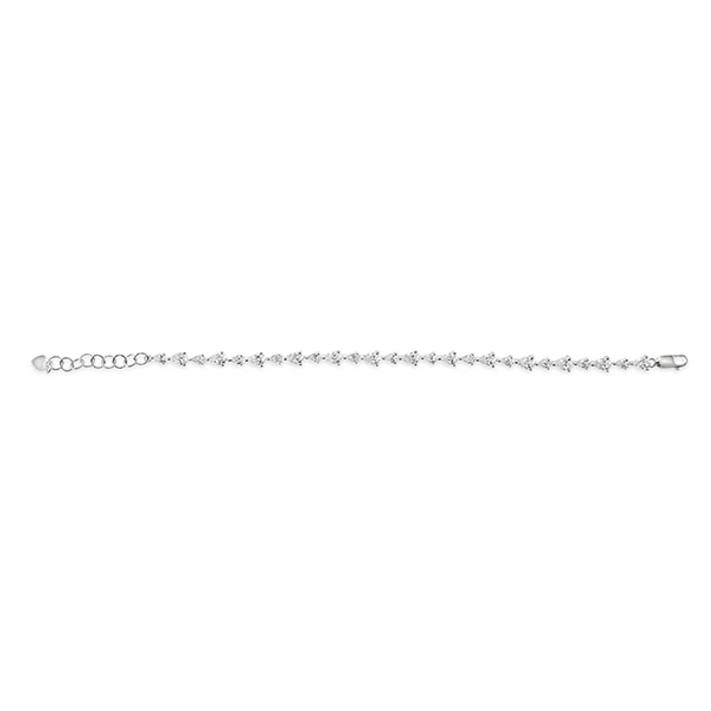 Sterling Silver Cubic Zirconia Teardrop Bracelet