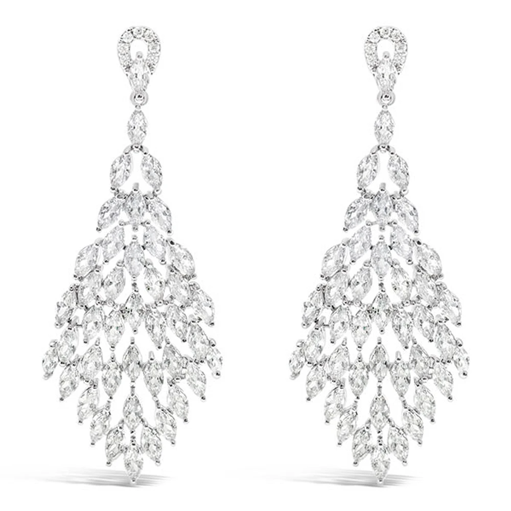 Bridal Silver Cubic Zirconia Drop Earrings 145937