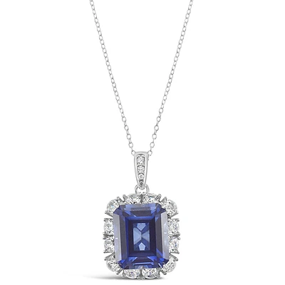 Sterling Silver Sapphire Cubic Zirconia Necklace 153379