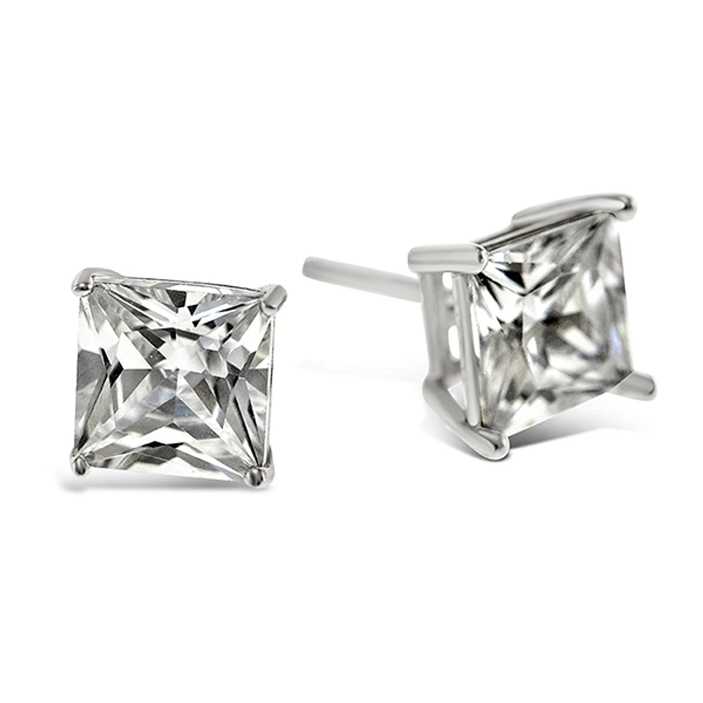 Sterling Silver Cubic Zirconia Square 8mm Studs 9001472