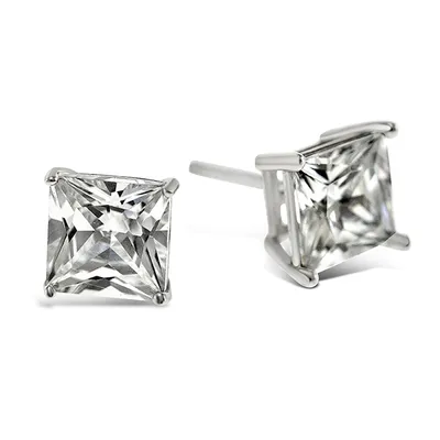 Sterling Silver Cubic Zirconia Square 8mm Studs 001472