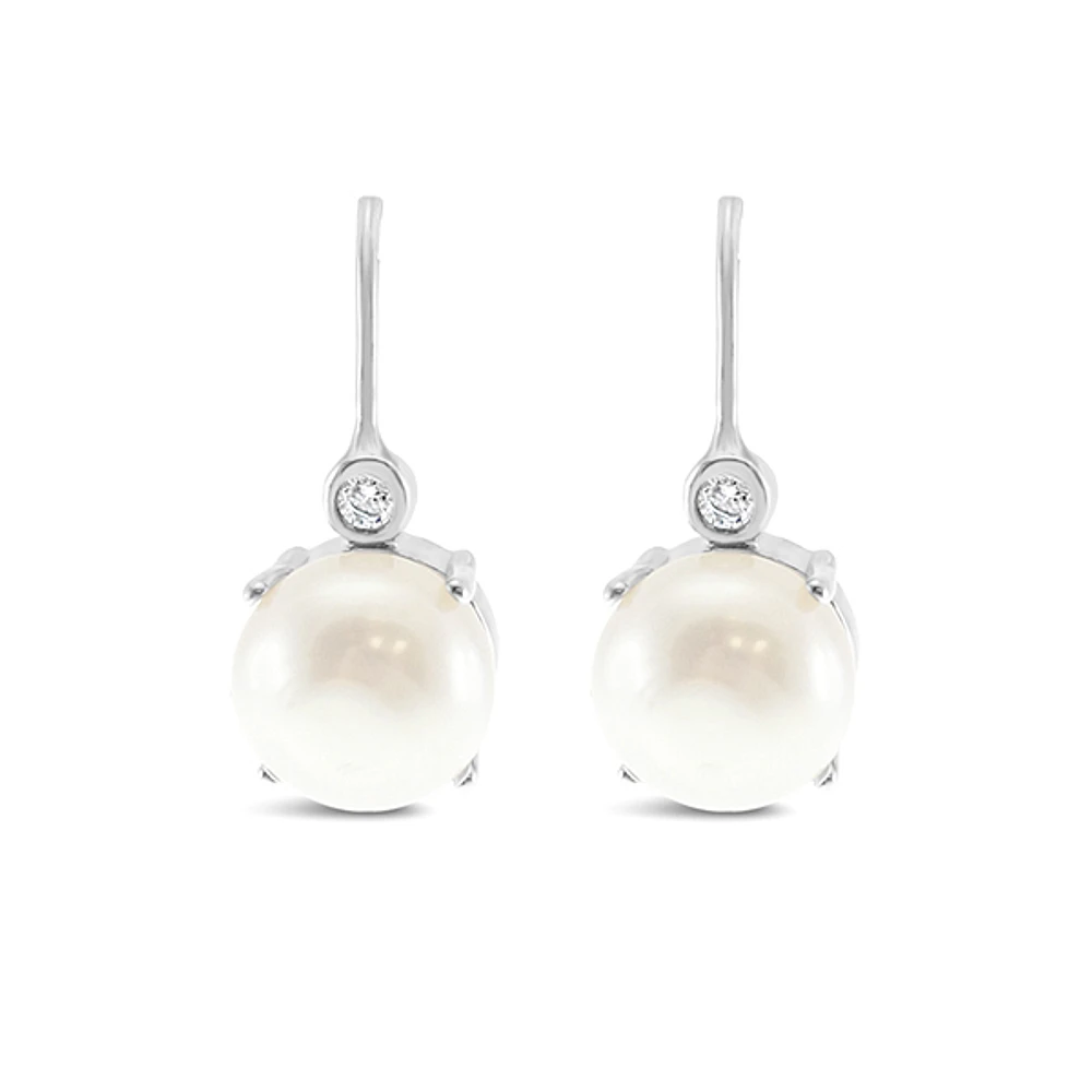 Sterling Silver Cubic Zirconia Pearl Earrings 152288