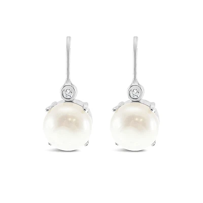 Sterling Silver Cubic Zirconia Pearl Earrings 152288