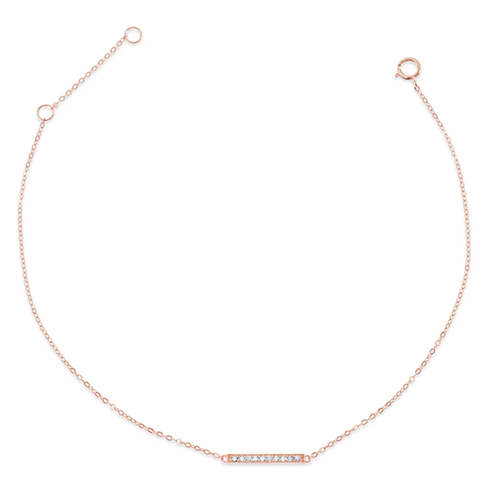 Rosegold Plated Sterling Silver Cubic Zirconia Pave Anklet 143326