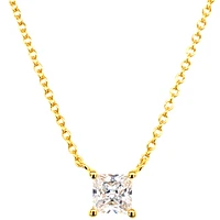 Gold Plated Sterling Silver Princess Cut 5mm  Cubic Zirconia Necklace 143477