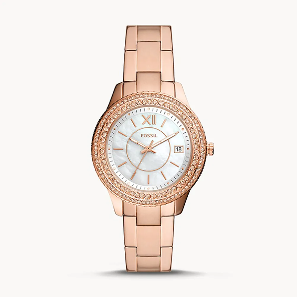 Fossil Stella Three-Hand Date Rose Gold-Tone Stainless Steel Watch 147058