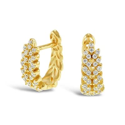 Gold Plated Sterling Silver Cubic Zirconia Huggie Earrings 143292