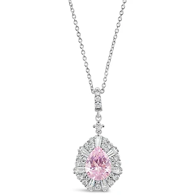 Sterling Silver Pink Cubic Zirconia Necklace