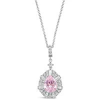 Sterling Silver Pink Cubic Zirconia Necklace