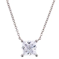 Sterling Silver Cubic Zirconia Princess Cut Necklace 143478
